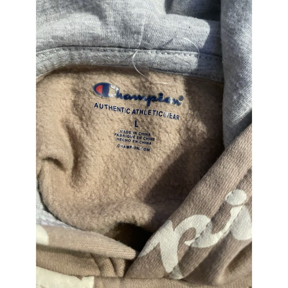 Youth Champion All-Over Logo Hoodie – Brown/Tan – Size Large (12-14) - Picture 6 of 6